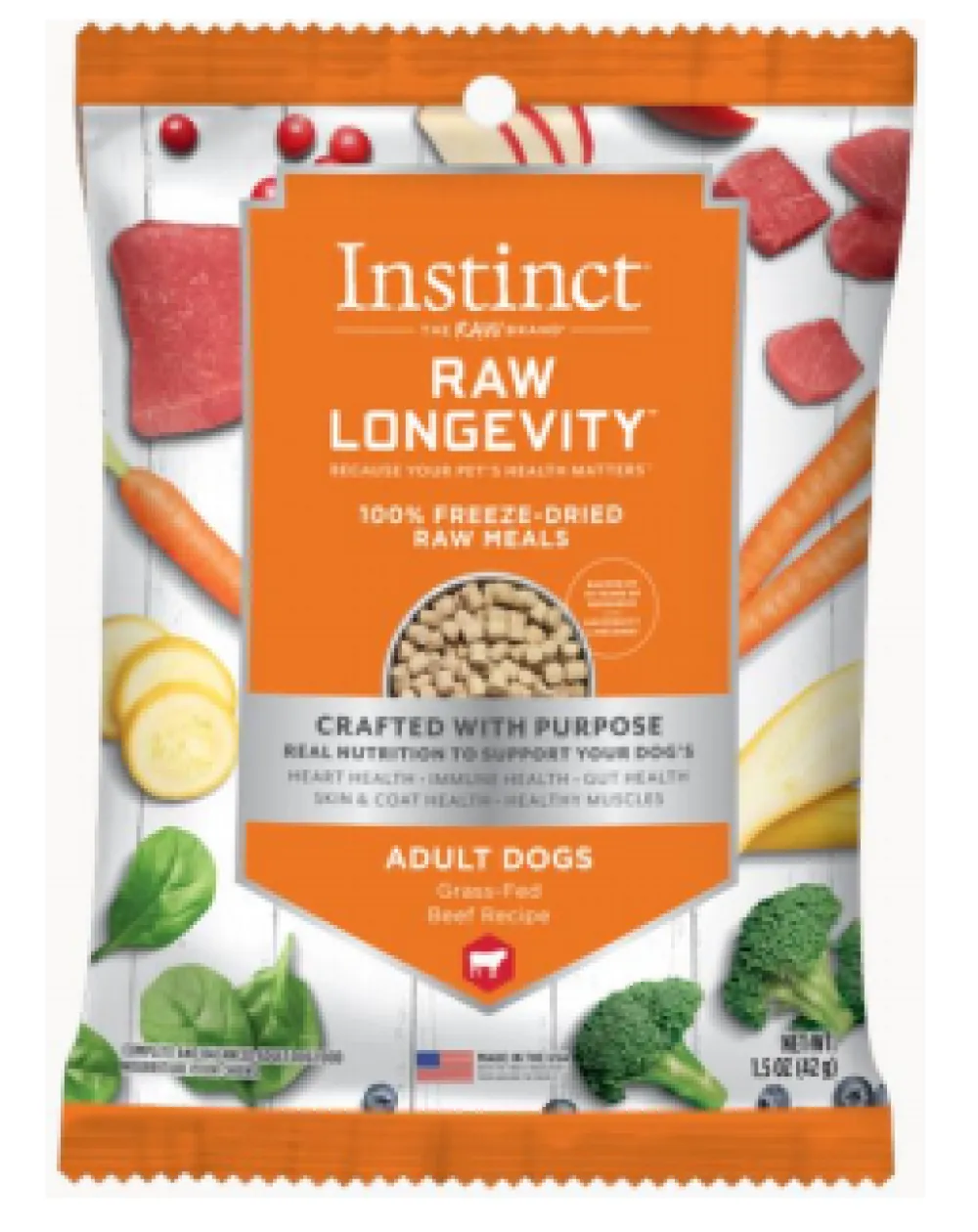 Instinct Freeze-Dried Food^Raw Longevity Beef Freeze-Dried Dog Food, 1.5-oz
