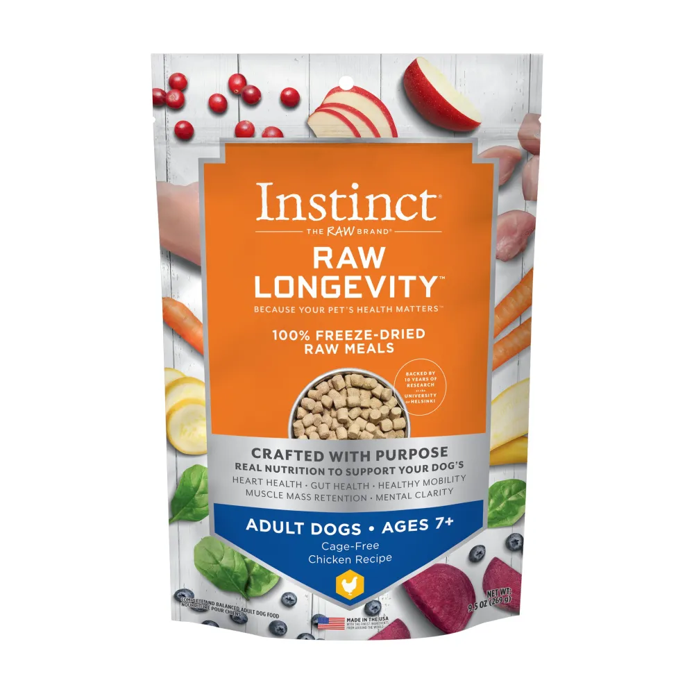 Instinct Freeze-Dried Food^Raw Longevity Cage-Free Chicken Age 7+ 100% Freeze-Dried Dog Food, 9.5-oz