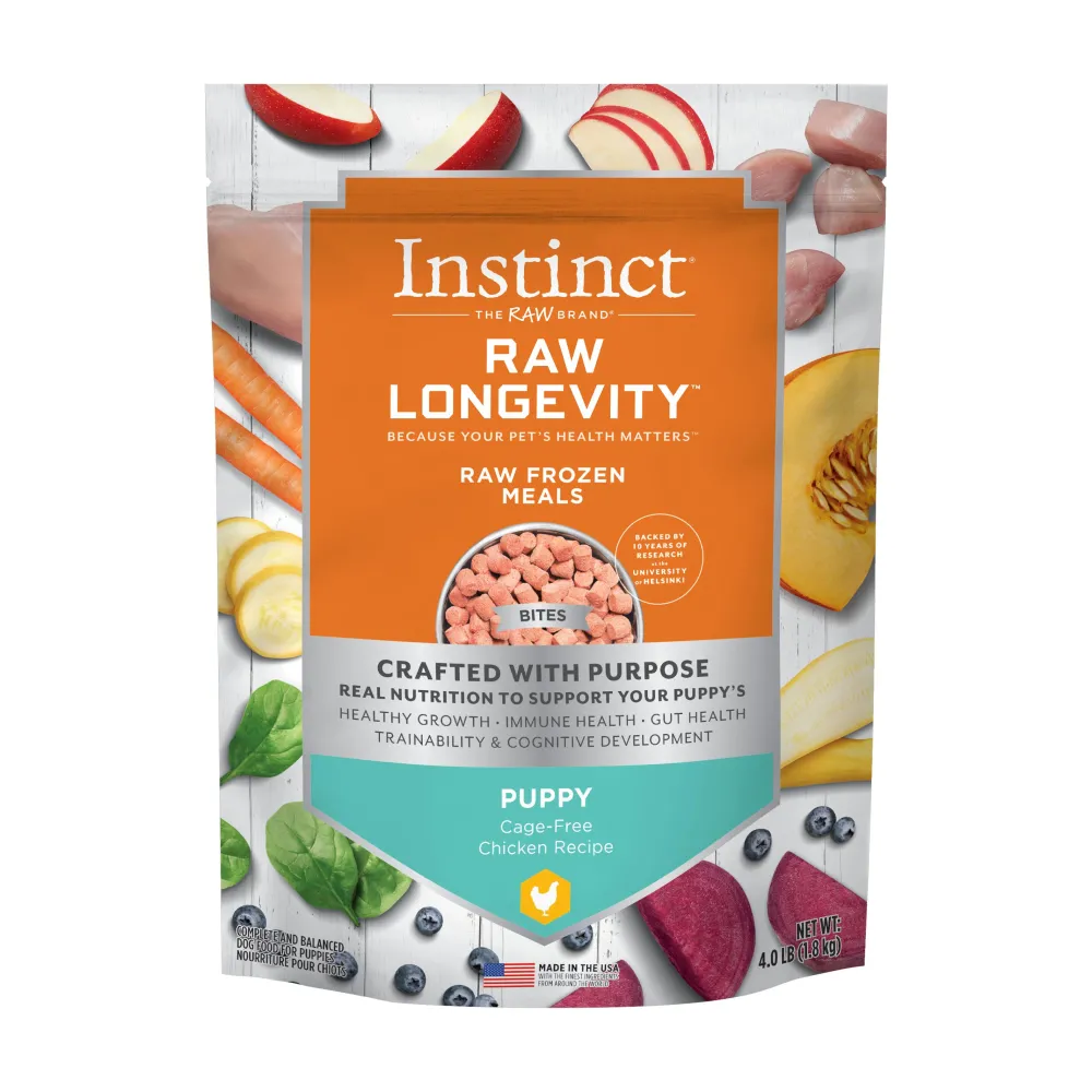 Instinct Frozen Food^Raw Longevity Chicken Bites Puppy Frozen Dog Food, 4-lb