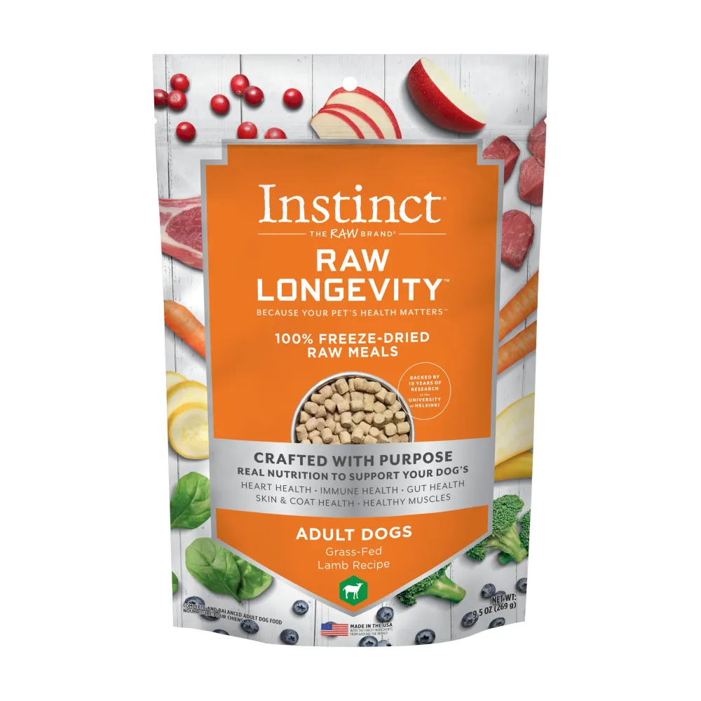 Instinct Freeze-Dried Food^Raw Longevity Grass-Fed Lamb 100% Freeze-Dried Dog Food, 9.5-oz