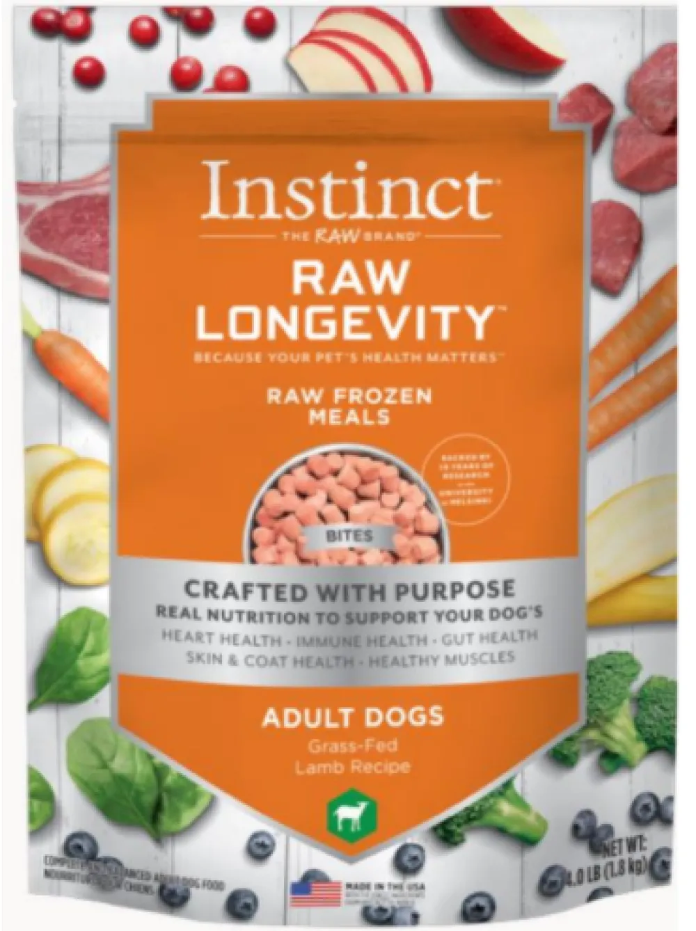 Instinct Frozen Food^Raw Longevity Lamb Bites Frozen Dog Food, 4-lb