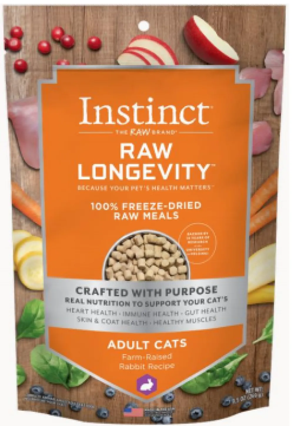 Instinct Freeze-Dried Food^Raw Longevity Rabbit Freeze-Dried Cat Food, 9.5-oz