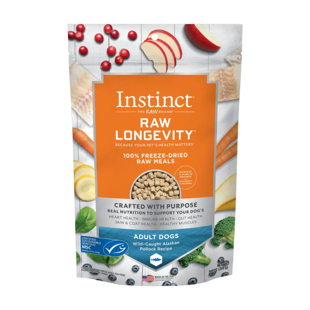 Instinct Freeze-Dried Food^Raw Longevity Wild-Caught Alaskan Pollock 100% Freeze-Dried Dog Food, 9.5-oz
