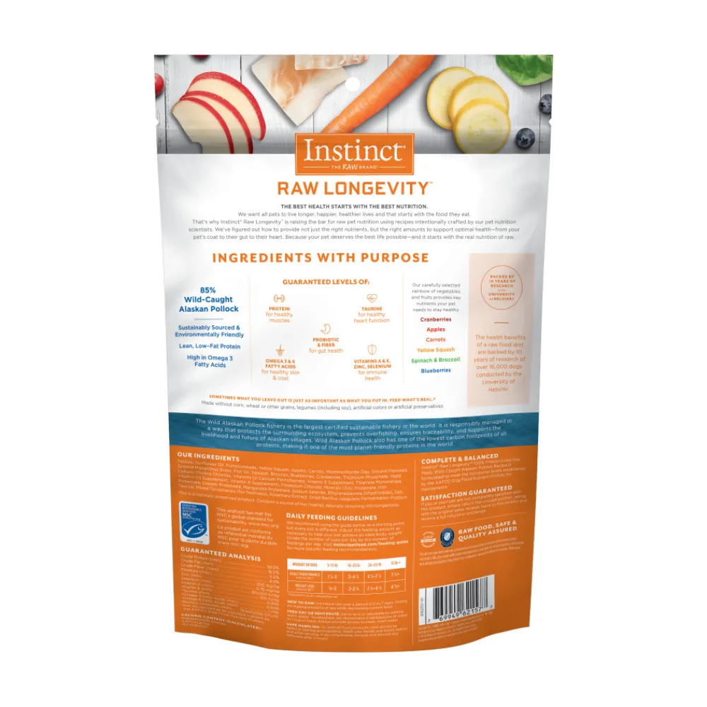 Instinct Freeze-Dried Food^Raw Longevity Wild-Caught Alaskan Pollock 100% Freeze-Dried Dog Food, 9.5-oz