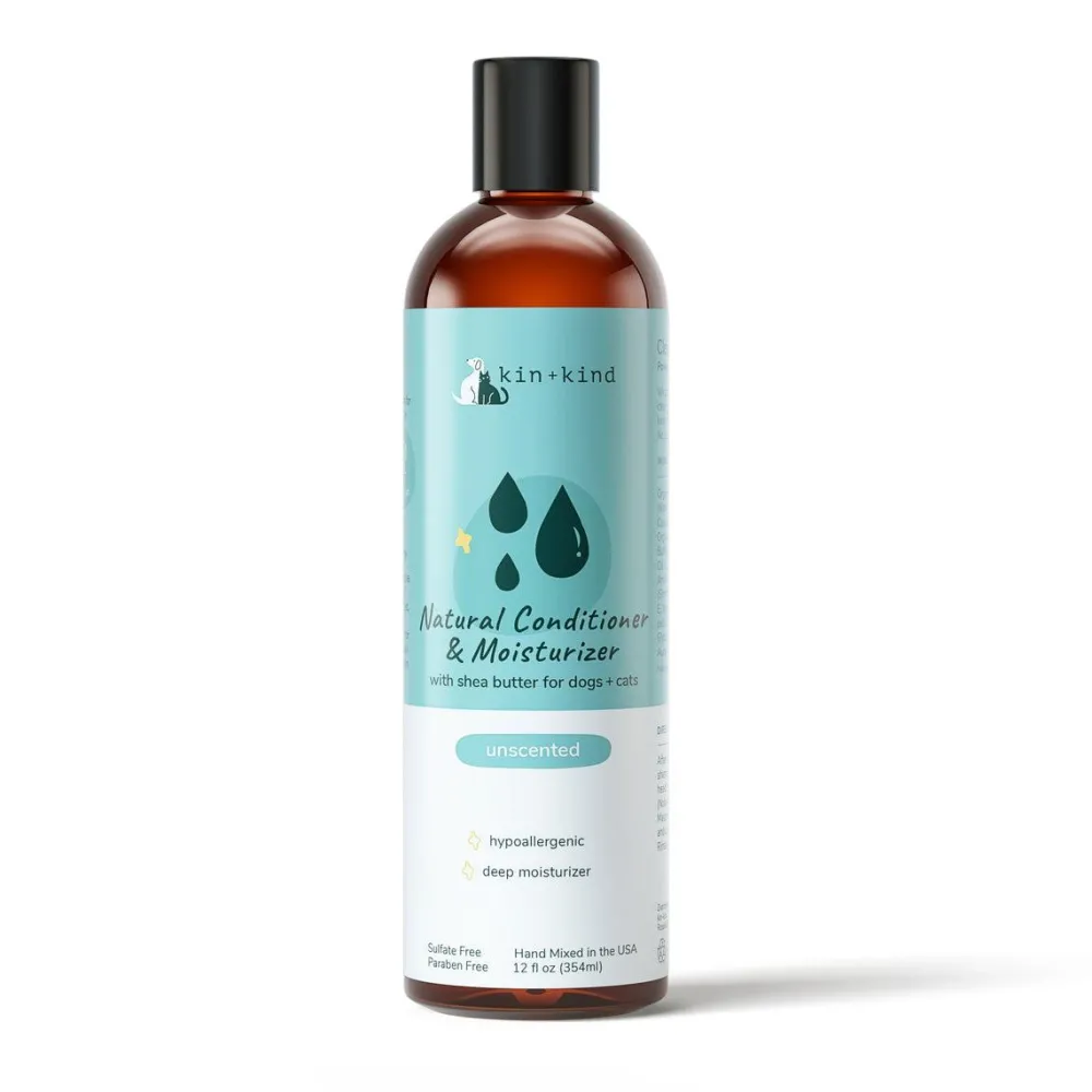 Kin+Kind Grooming | Grooming^Unscented Natural Conditioner & Moisturizer for Dogs & Cats, 12-oz