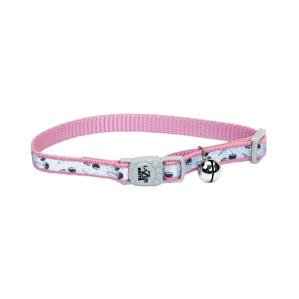 Lazer Brite Leashes & Collars | Leashes & Collars^Reflective Adjustable Breakaway Cat Collar, Pink Cherries, 3/8-in