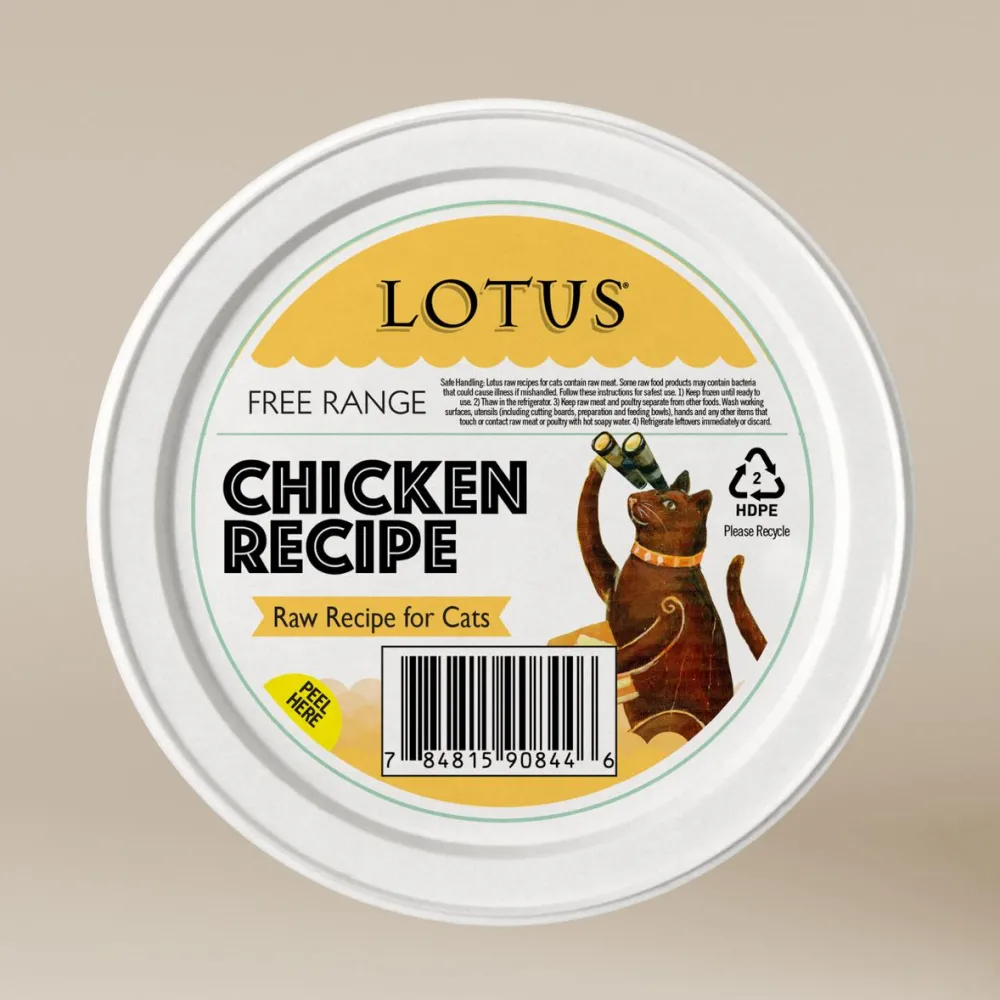 Lotus Frozen Food^Free Range Chicken Raw Frozen Cat Food, 3.75-oz