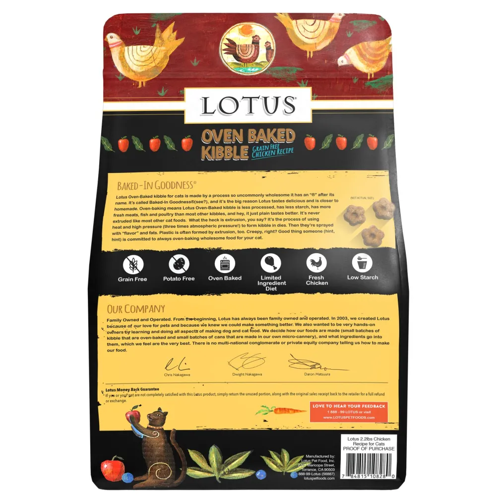 Lotus Dry Food^Oven-Baked Chicken Grain-Free Dry Cat Food, 2.2-lb