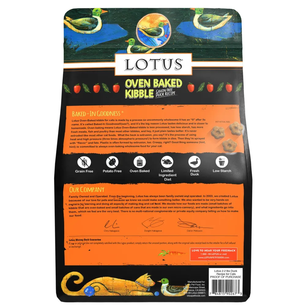 Lotus Dry Food^Oven-Baked Kibble Duck Grain-Free Dry Cat Food, 2.2-lb