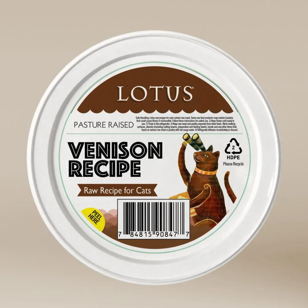 Lotus Frozen Food^Pasture Raised Venison Raw Frozen Cat Food, 3.75-oz
