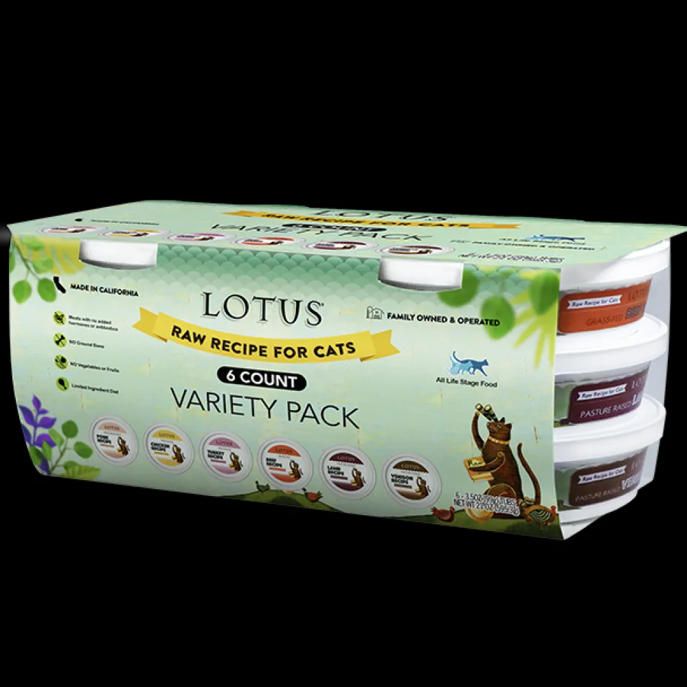 Lotus Frozen Food^Variety Pack Raw Frozen Cat Food, 6-pk