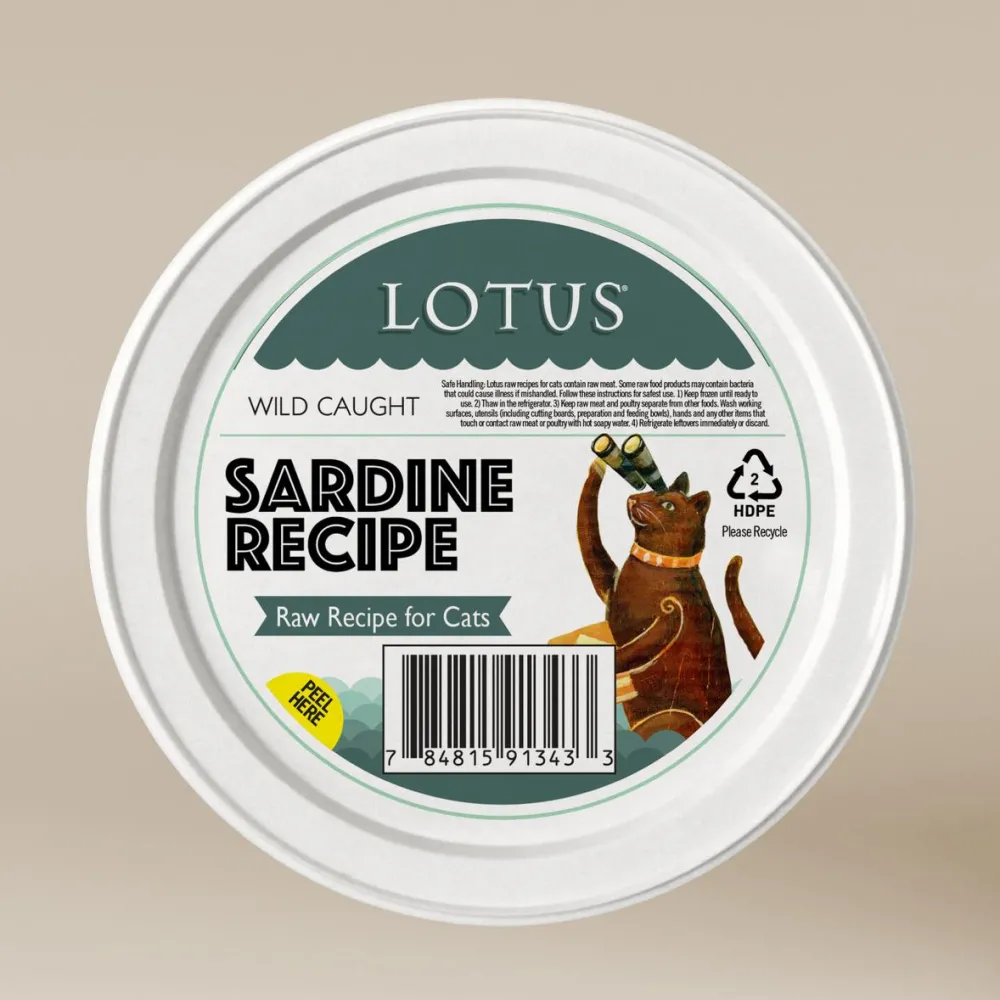 Lotus Frozen Food^Wild Caught Sardine Raw Frozen Cat Food, 3.75-oz