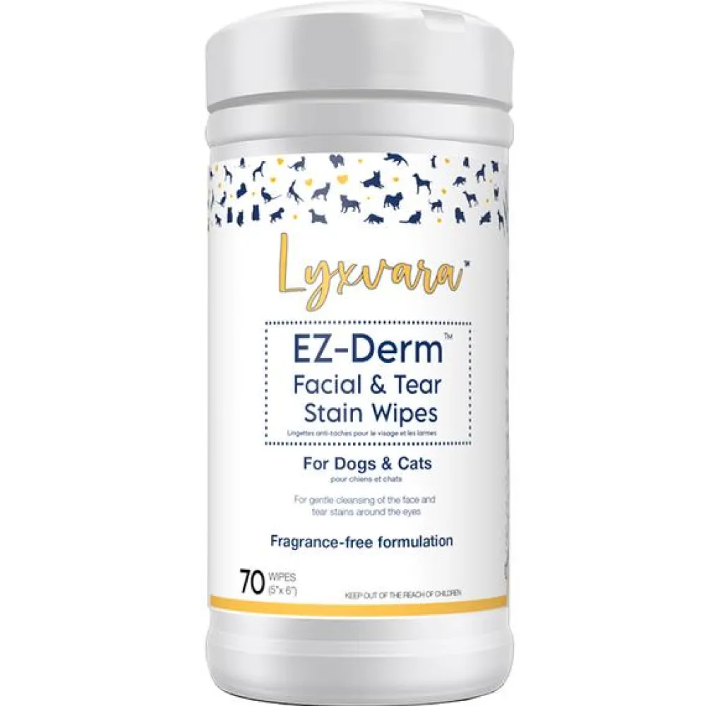 Lyxvara Grooming | Grooming^EZ-Derm Facial & Tear Stain Dog & Cat Wipes, 70-count