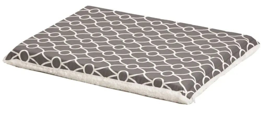 Midwest Beds & Mats | Beds & Mats^Quiet Time Defender Geo Print/Fleece Reversible Pet Crate Pad with Teflon Fabric Protector, Grey, 24-in