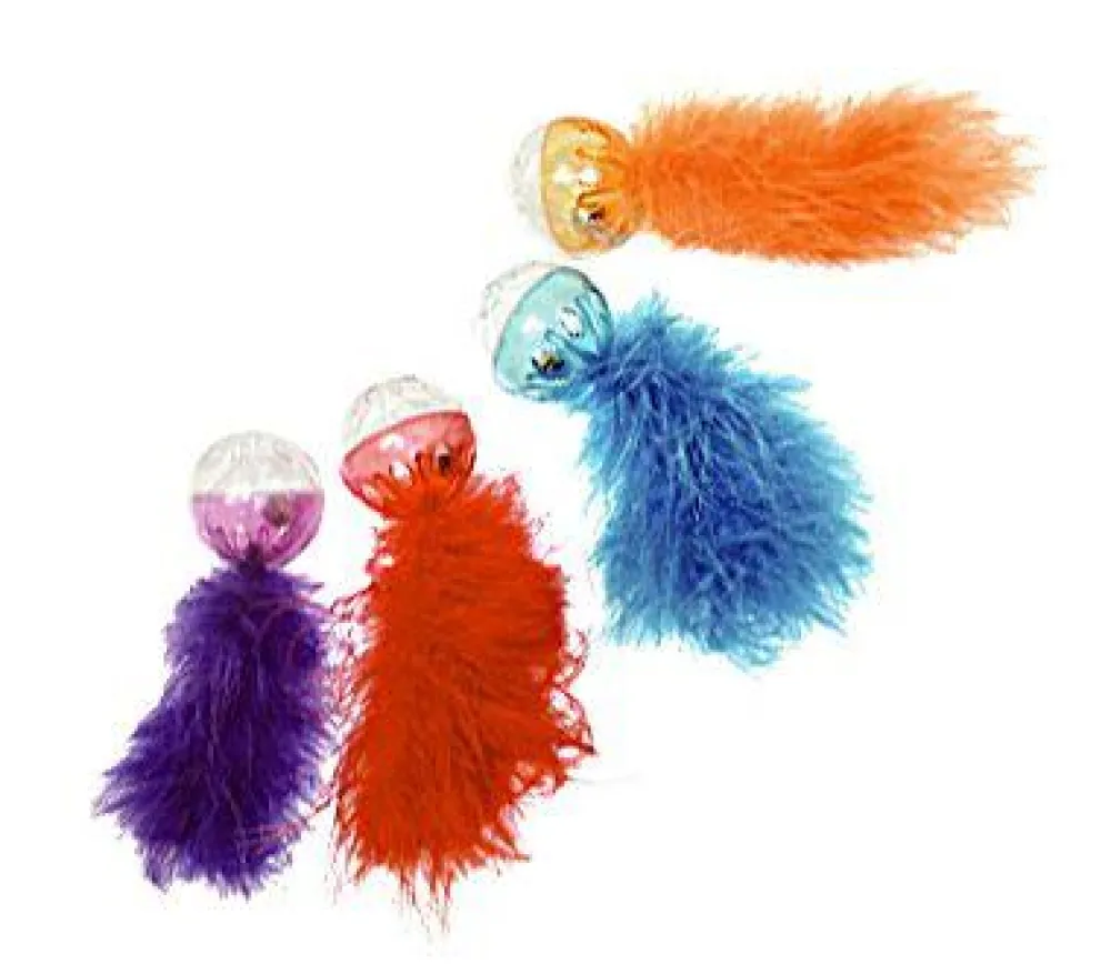 Multipet Toys | Toys^Lattice Ball with Feathers Cat Toy, Color Varies, 2-pk