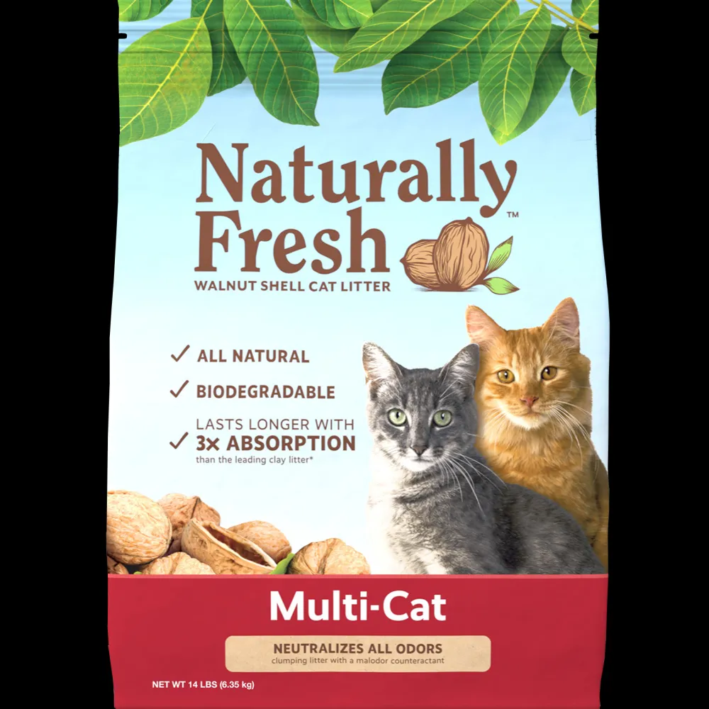 Naturally Fresh Litter & Accessories | Litter & Accessories^Walnut-Based Multi-Cat Natural Quick-Clumping Cat Litter, 14-lb