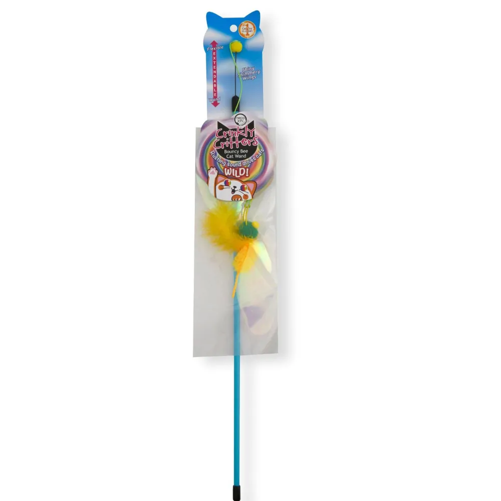 Necoichi Toys | Toys^Crinkly Critters Bouncy Bee Adjustable Wand Cat Toy