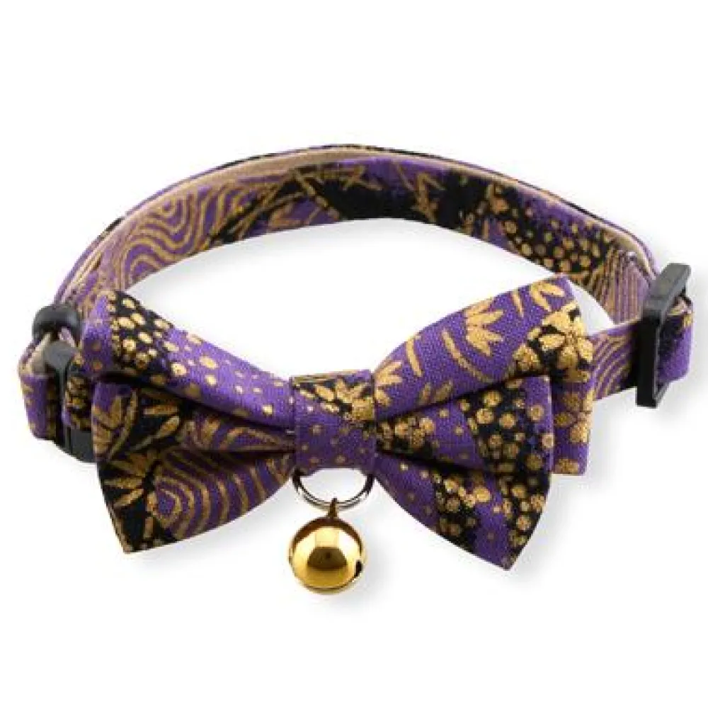 Necoichi Leashes & Collars | Leashes & Collars^Gilded Gold Bow Tie Cat Collar, Purple