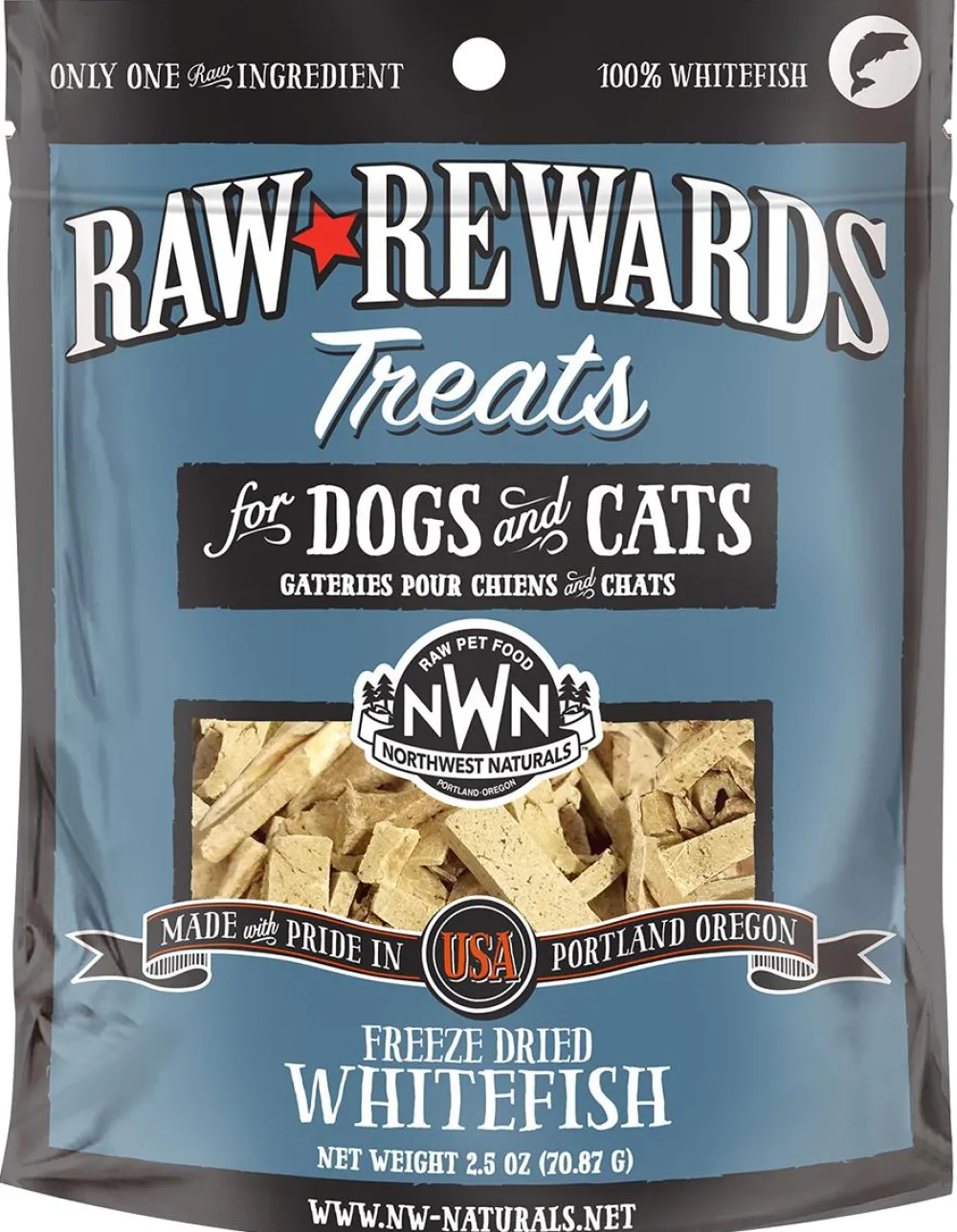 Northwest Naturals Freeze-Dried Treats | Freeze-Dried Treats^Raw Rewards Whitefish Freeze Dried Dog & Cat Treats, 2.5-oz