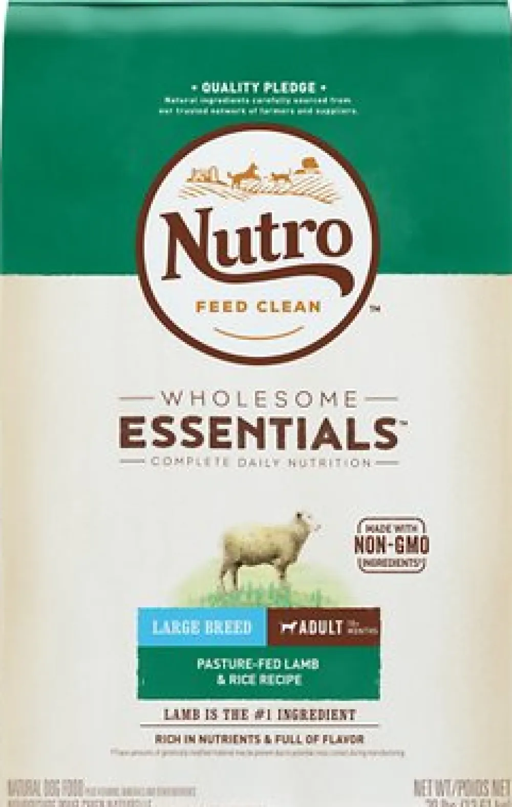 Nutro Dry Food^Wholesome Essentials Large Breed Adult Pasture Fed Lamb & Rice Recipe Dry Dog Food, 30-lb