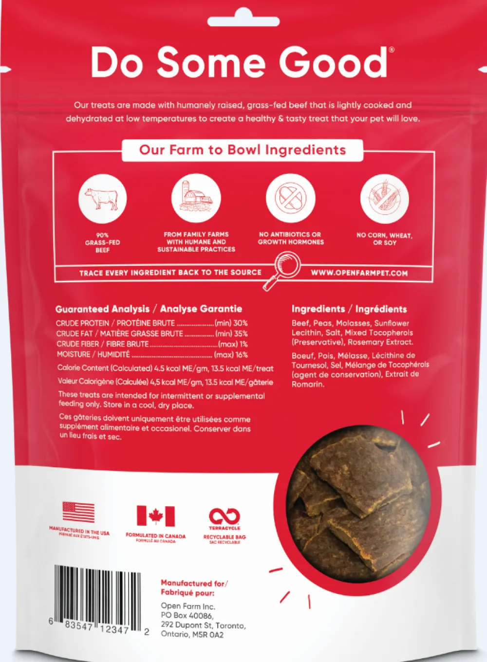 Open Farm Air-Dried & Dehydrated Treats^Beef Dehydrated Dog Treats, 4.5-oz