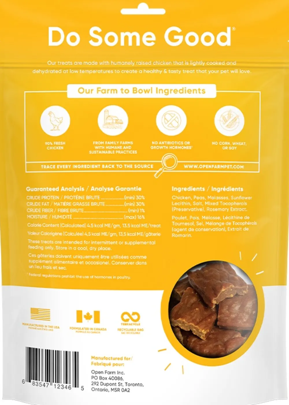 Open Farm Air-Dried & Dehydrated Treats^Chicken Dehydrated Dog Treats, 4.5-oz