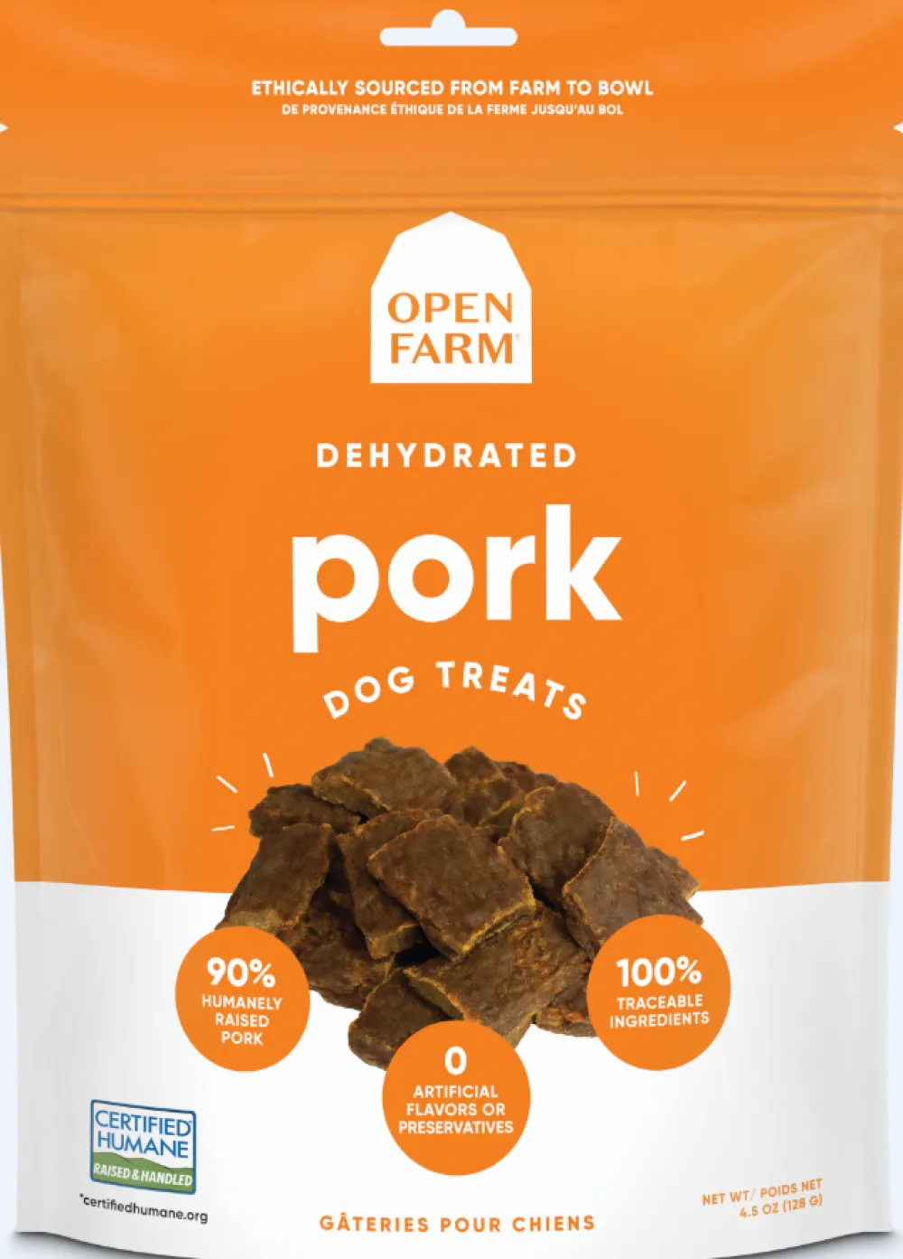 Open Farm Air-Dried & Dehydrated Treats^Pork Dehydrated Dog Treats, 4.5-oz