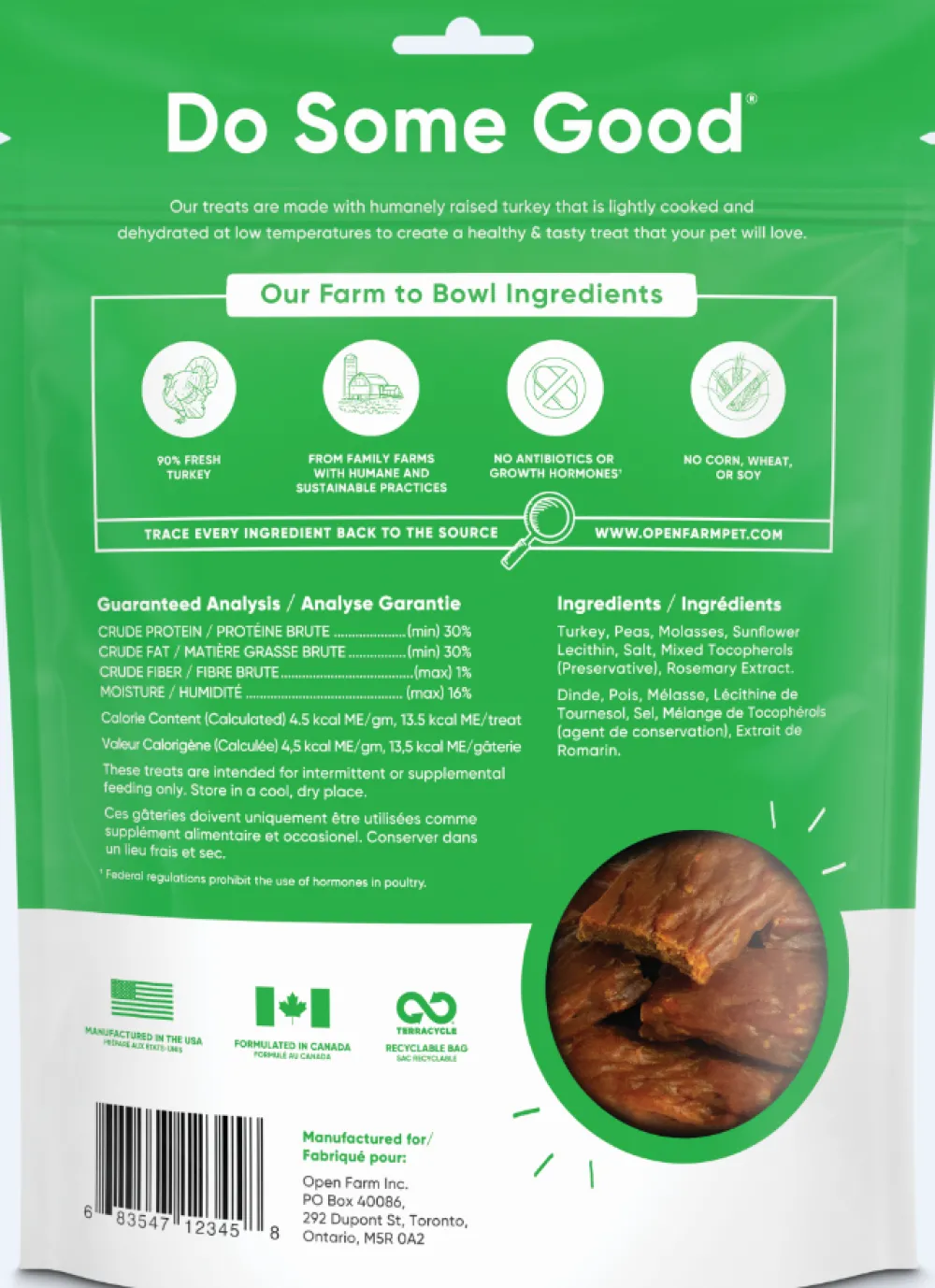Open Farm Air-Dried & Dehydrated Treats^Turkey Dehydrated Dog Treats, 4.5-oz
