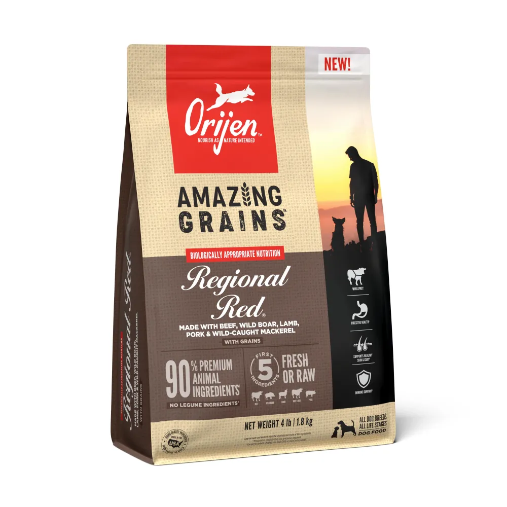 Orijen Dry Food^Amazing Grains Regional Red Dry Dog Food, 4-lb
