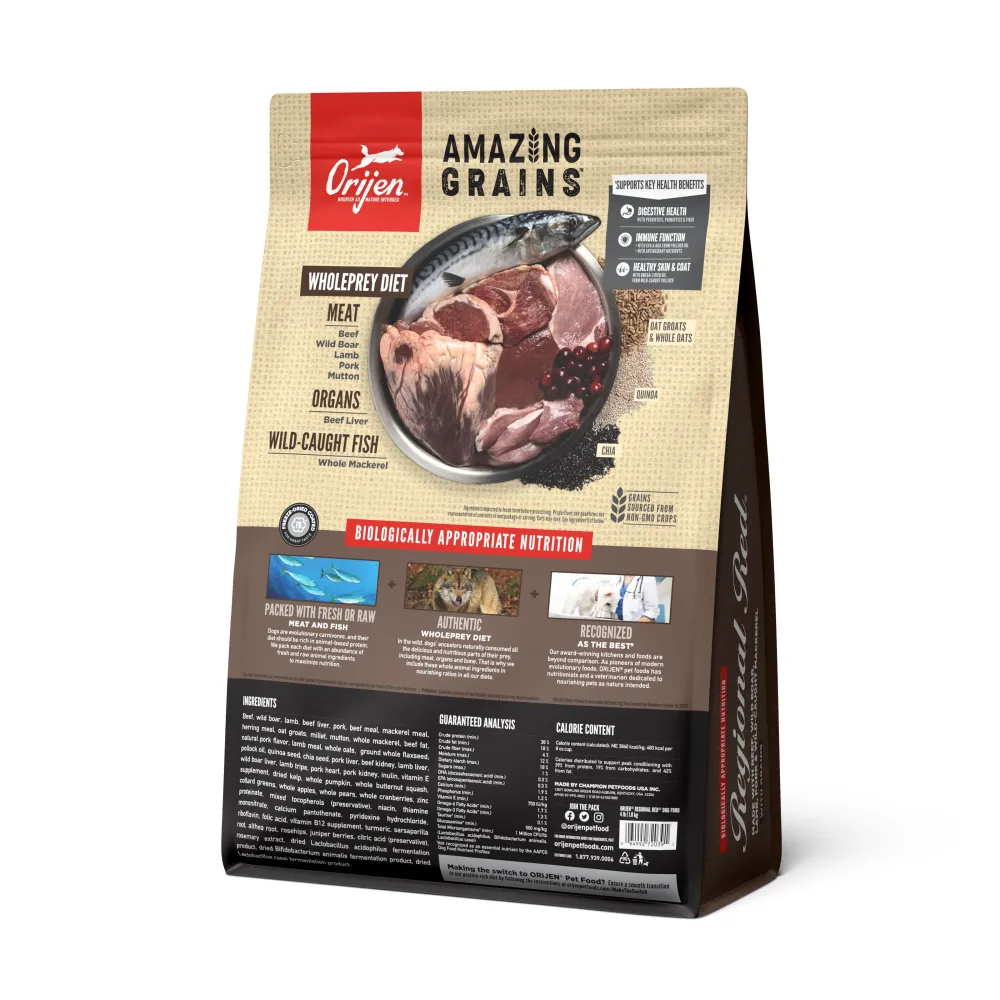Orijen Dry Food^Amazing Grains Regional Red Dry Dog Food, 4-lb