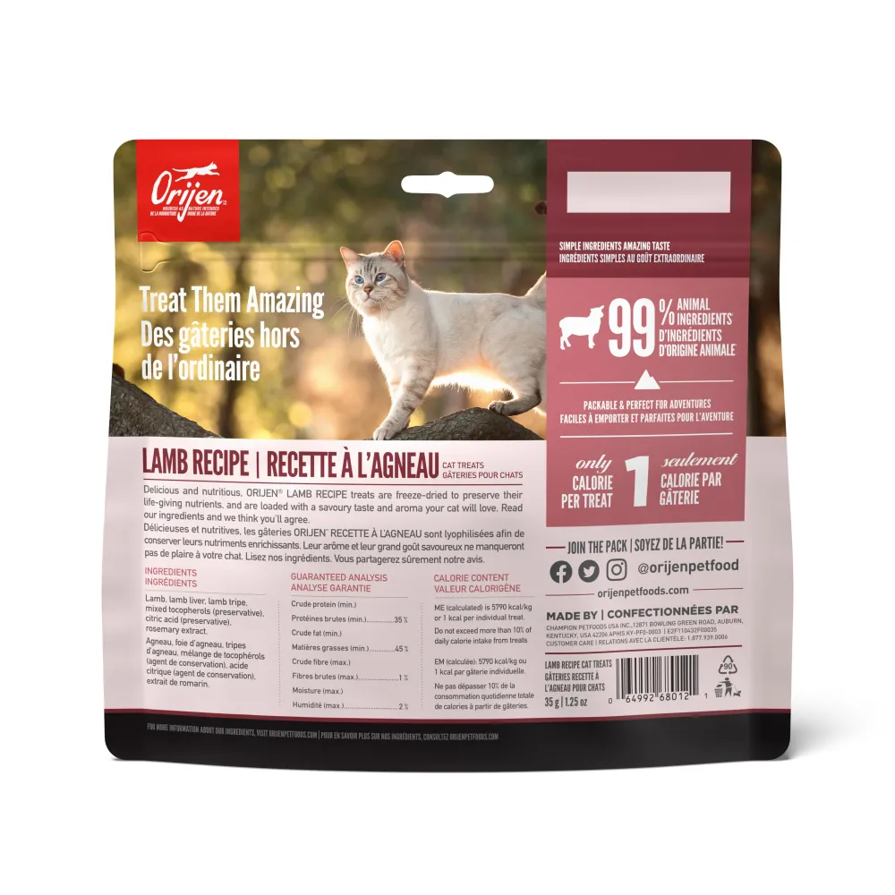 Orijen Freeze-Dried Treats^Grass-Fed Lamb Grain-Free Freeze-Dried Cat Treats, 1.25-oz