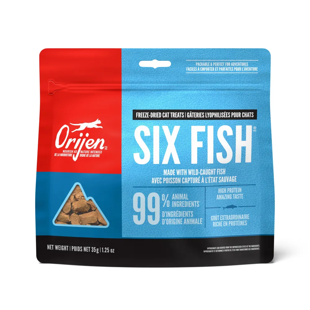 Orijen Freeze-Dried Treats^Six Fish Grain-Free Freeze-Dried Cat Treats, 1.25-oz