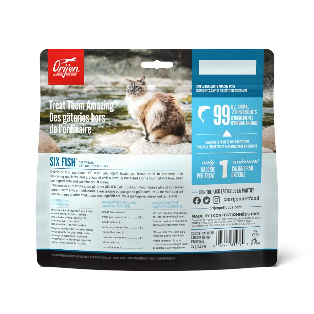 Orijen Freeze-Dried Treats^Six Fish Grain-Free Freeze-Dried Cat Treats, 1.25-oz