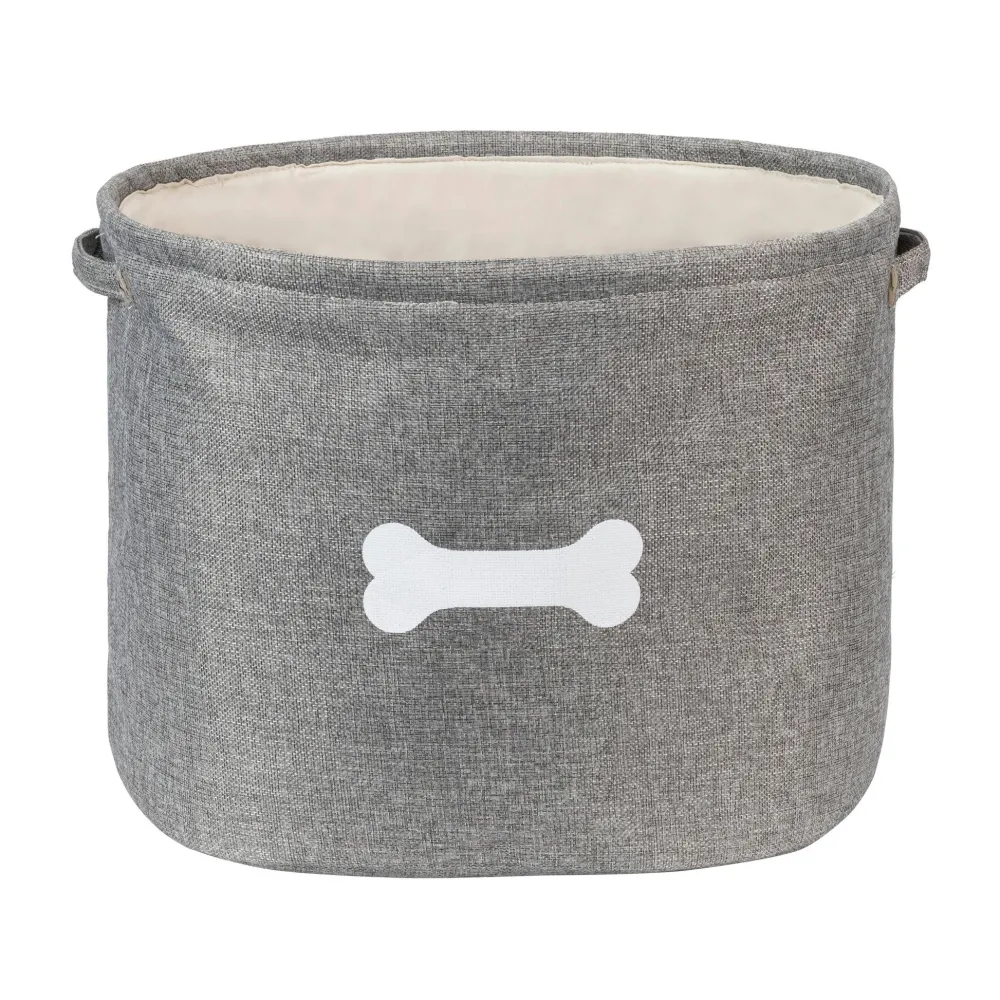 Park Life Toys | Toys^Designs Capri Pet Toy Basket, Grey, 12 x 16 x 12-in