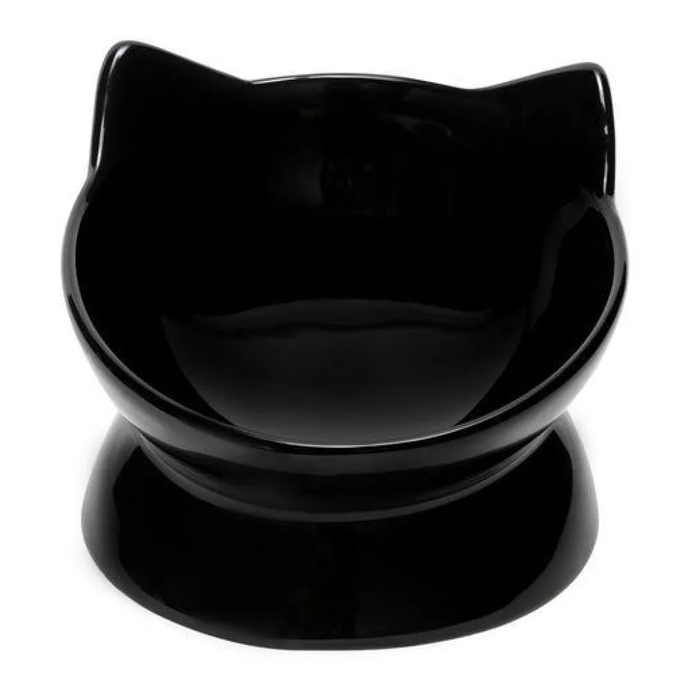 Park Life Bowls & Feeders | Bowls & Feeders^Designs Oscar Tilt Cat Dish, Black, 10-oz