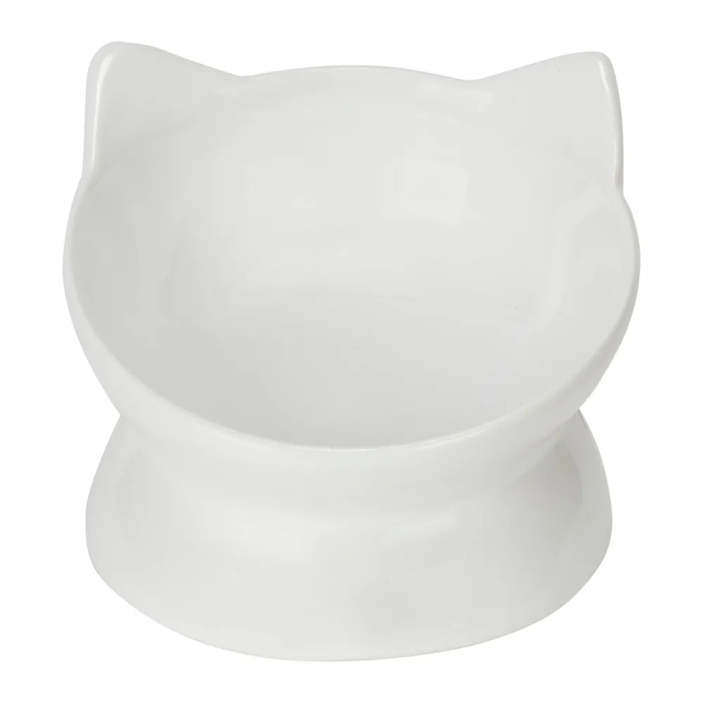 Park Life Bowls & Feeders | Bowls & Feeders^Designs Oscar Tilt Cat Dish, White, 10-oz
