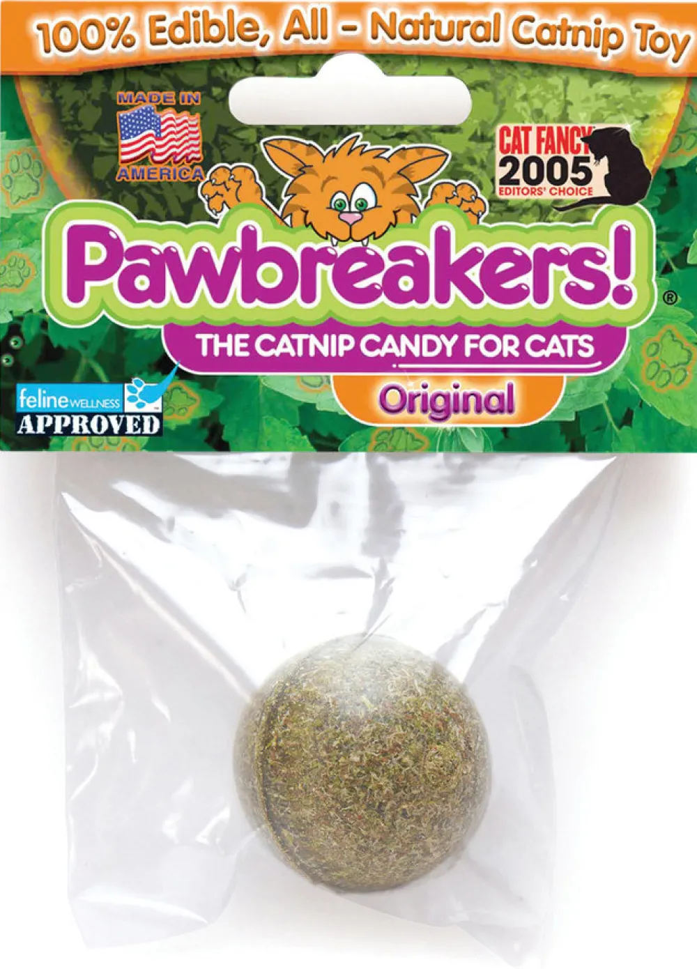 Pawbreakers! Catnip & Pet Grass^Pawbreaker! Original Catnip Ball Cat Treats, 1.25-in