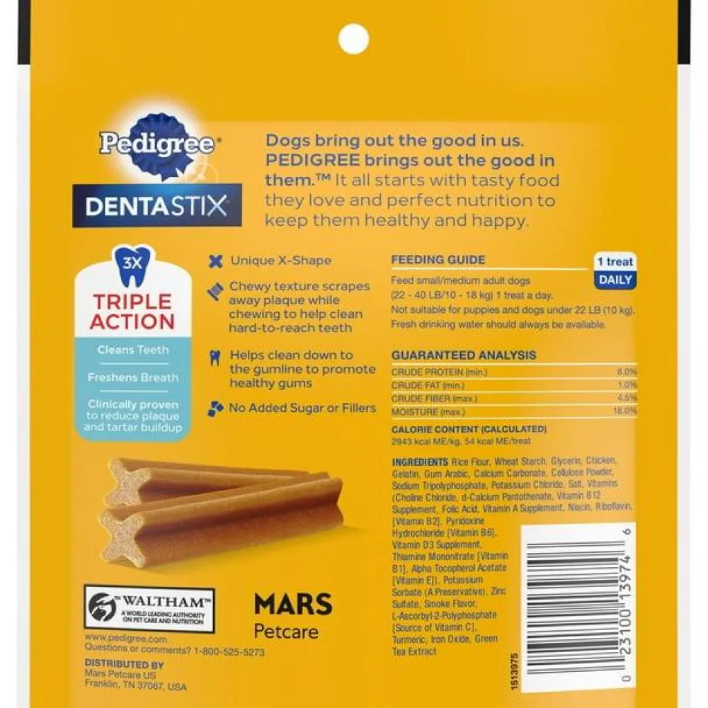Pedigree Dental & Hard Chews^DENTASTIX Original with Real Chicken Dental Dog Treats, Small/Medium, 10-count