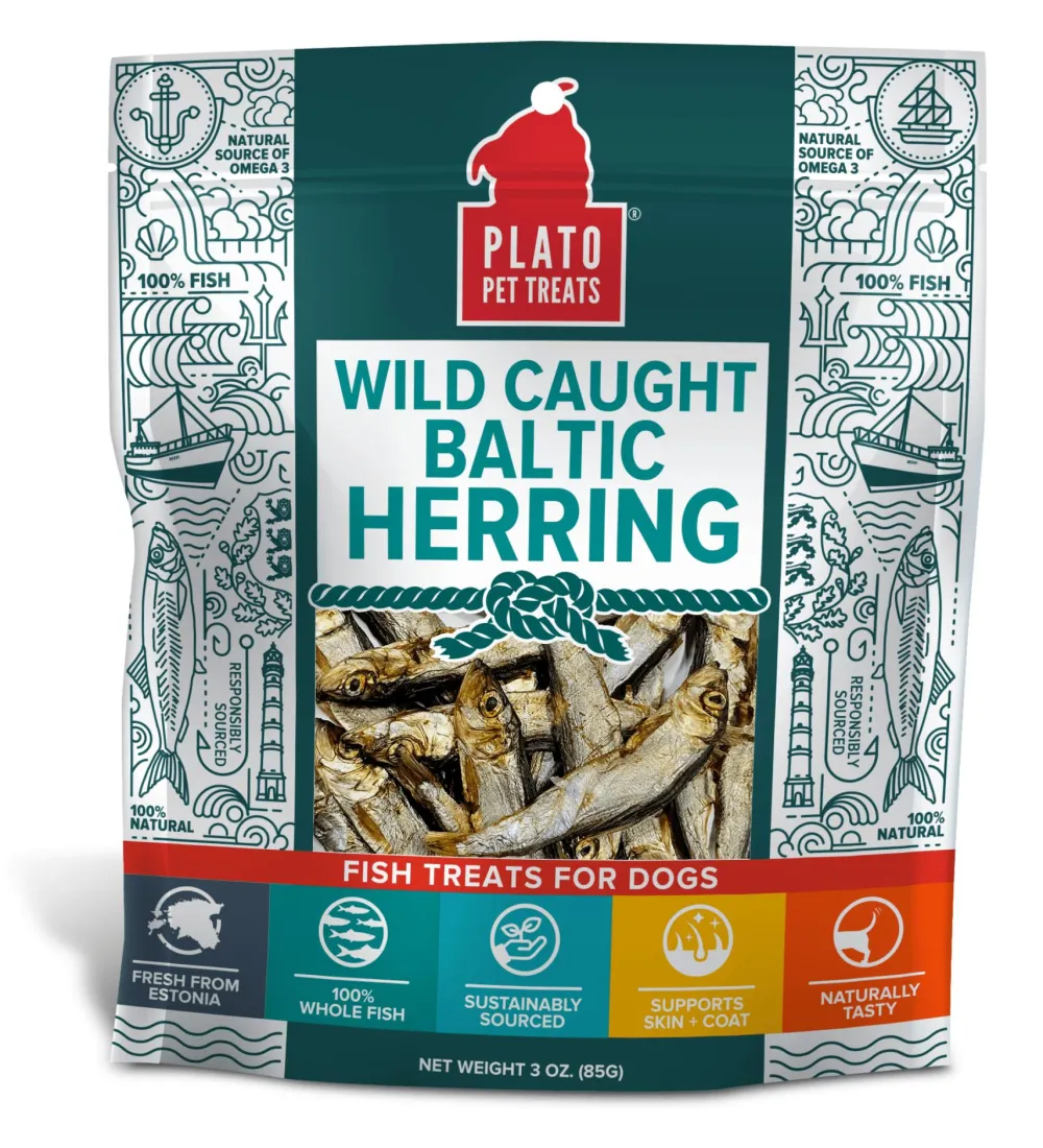 Plato Pet Treats Air-Dried & Dehydrated Treats^Plato Baltic Herring Dog Treats, 3-oz