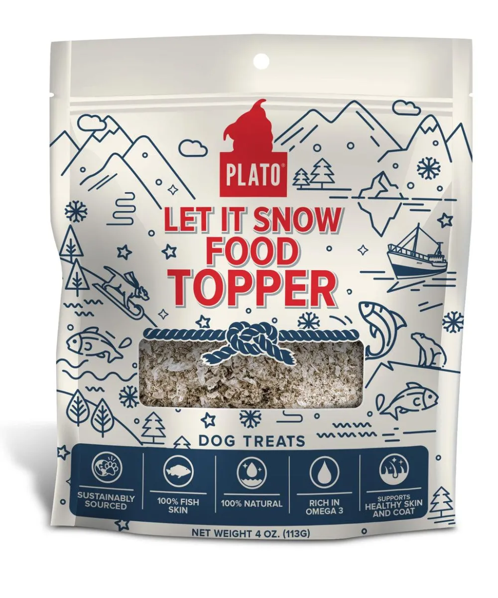 Plato Pet Treats Food Toppings^Plato Hundur's Crunch Let It Snow Dog Food Topper, 4-oz
