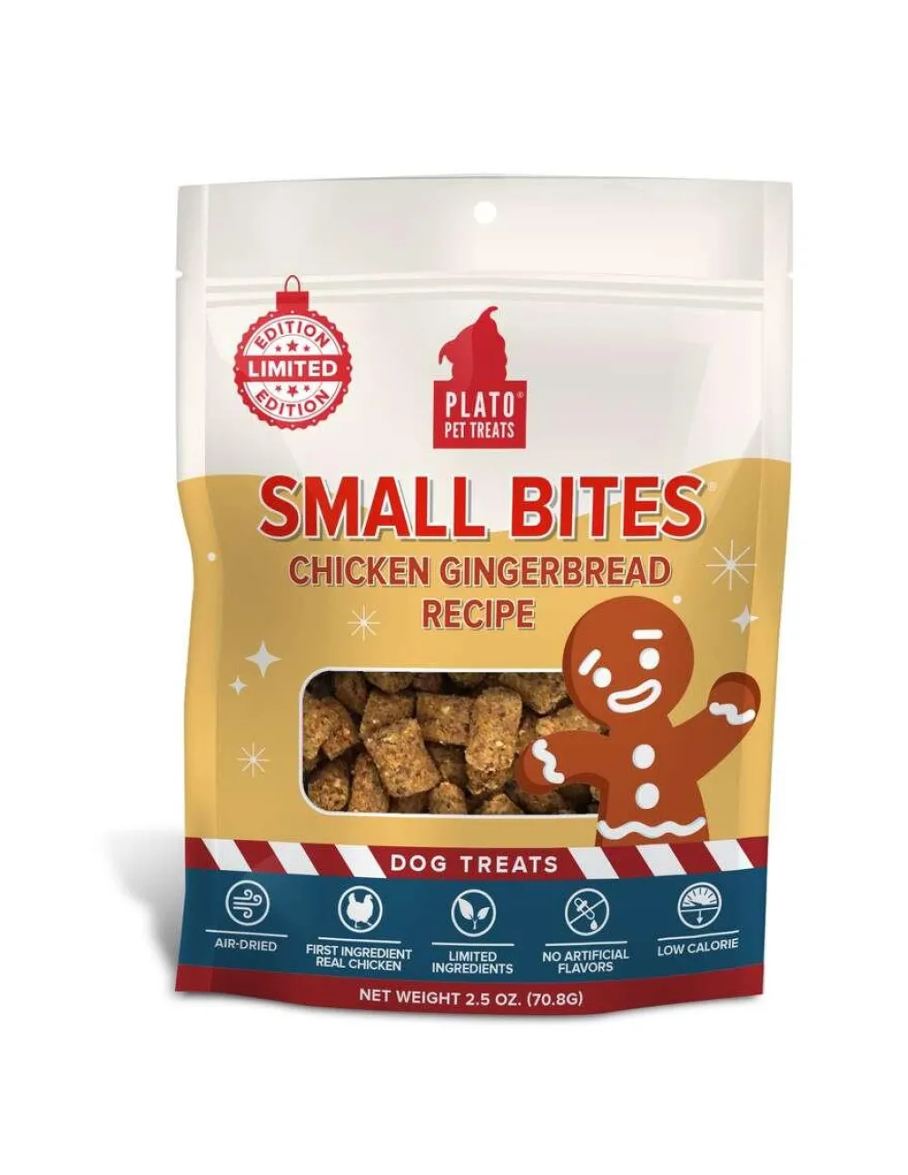 Plato Pet Treats Biscuits & Crunchy Treats^Plato Small Bites Chicken Gingerbread Dog Treats, 2.5-oz