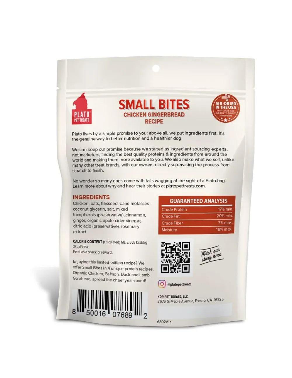Plato Pet Treats Biscuits & Crunchy Treats^Plato Small Bites Chicken Gingerbread Dog Treats, 2.5-oz