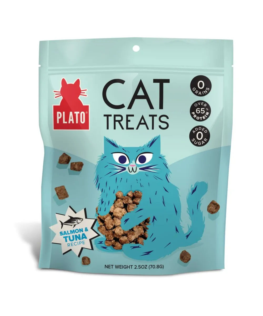 Plato Pet Treats Air-Dried & Dehydrated Treats^Plato Tuna & Salmon Recipe Air-Dried Cat Treats, 2.5-oz