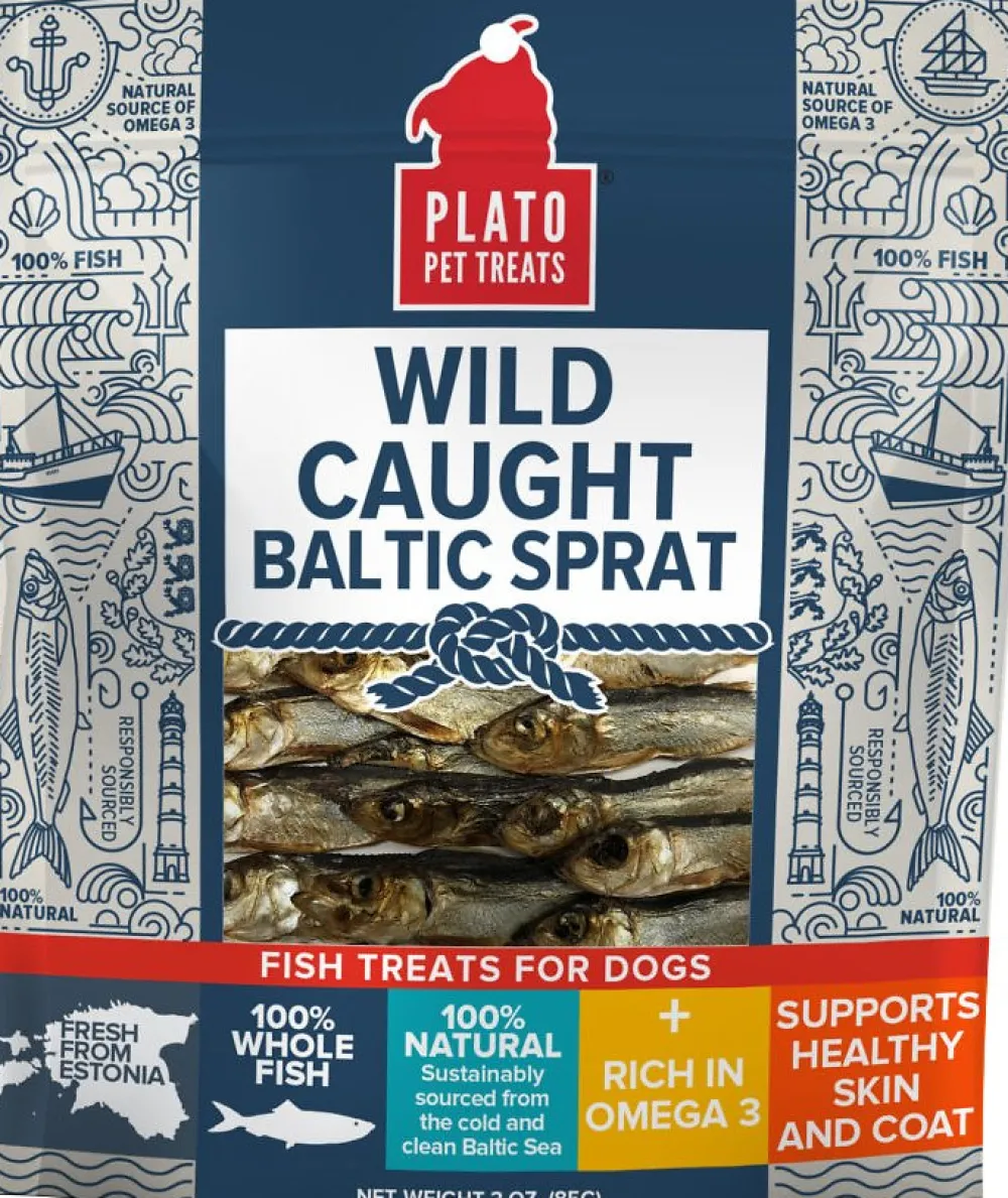 Plato Pet Treats Air-Dried & Dehydrated Treats^Plato Wild Caught Baltic Sprat Dog Treats, 3-oz