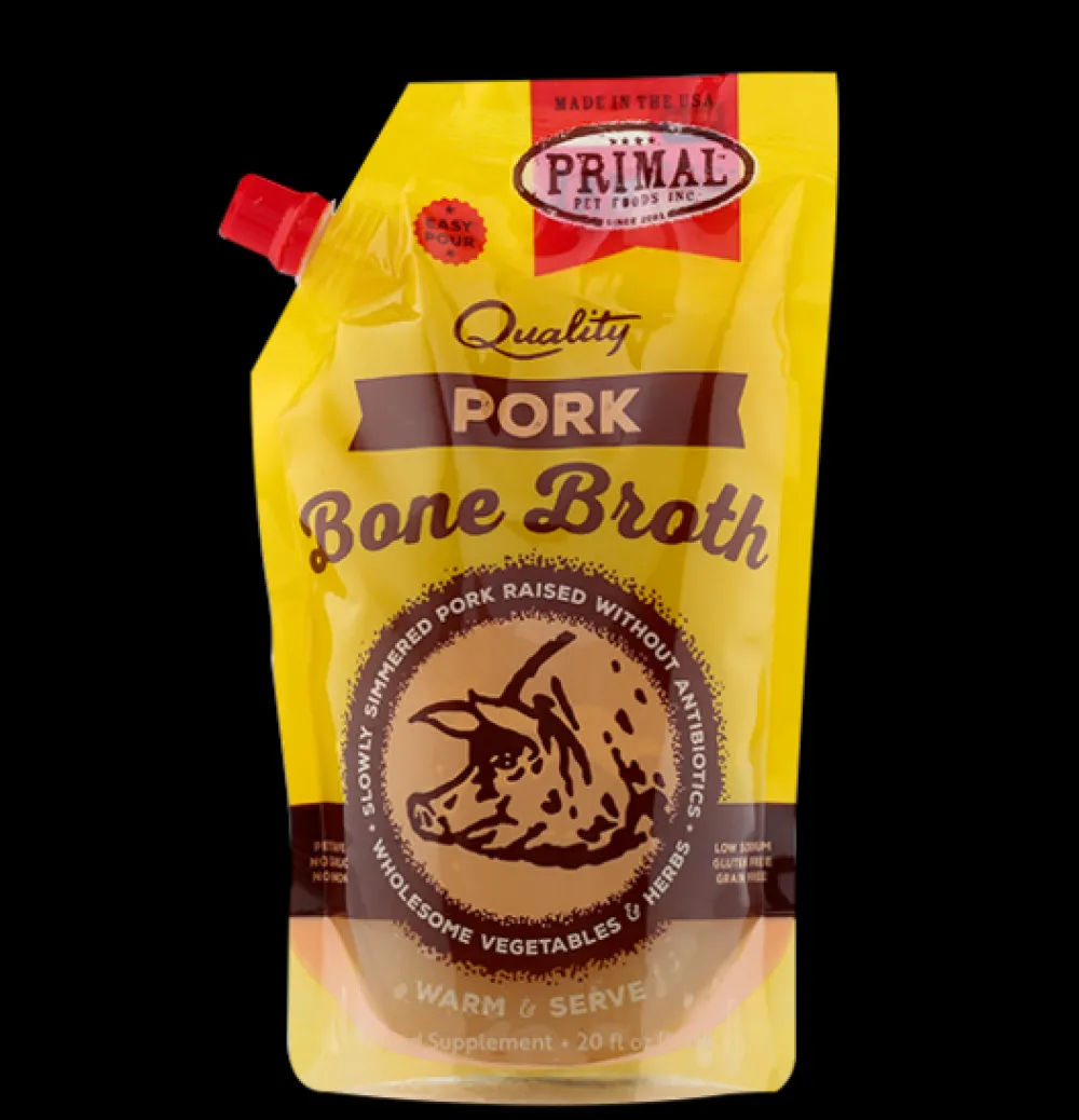 Primal Pet Foods Food Toppings | Broth^Primal Frozen Pork Bone Broth for Dogs & Cats, 20-oz