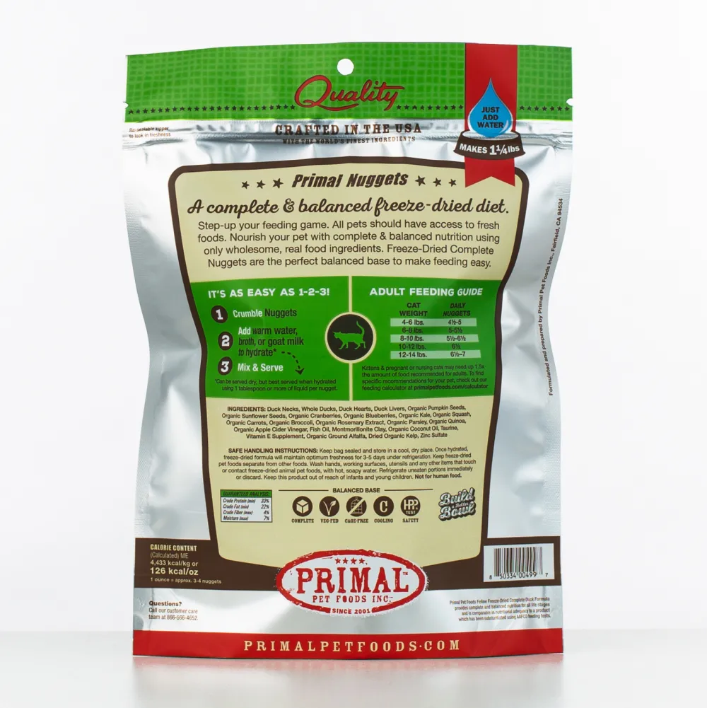 Primal Pet Foods Freeze-Dried Food^Primal Raw Freeze-Dried Nuggets Duck Formula Cat Food, 5.5-oz