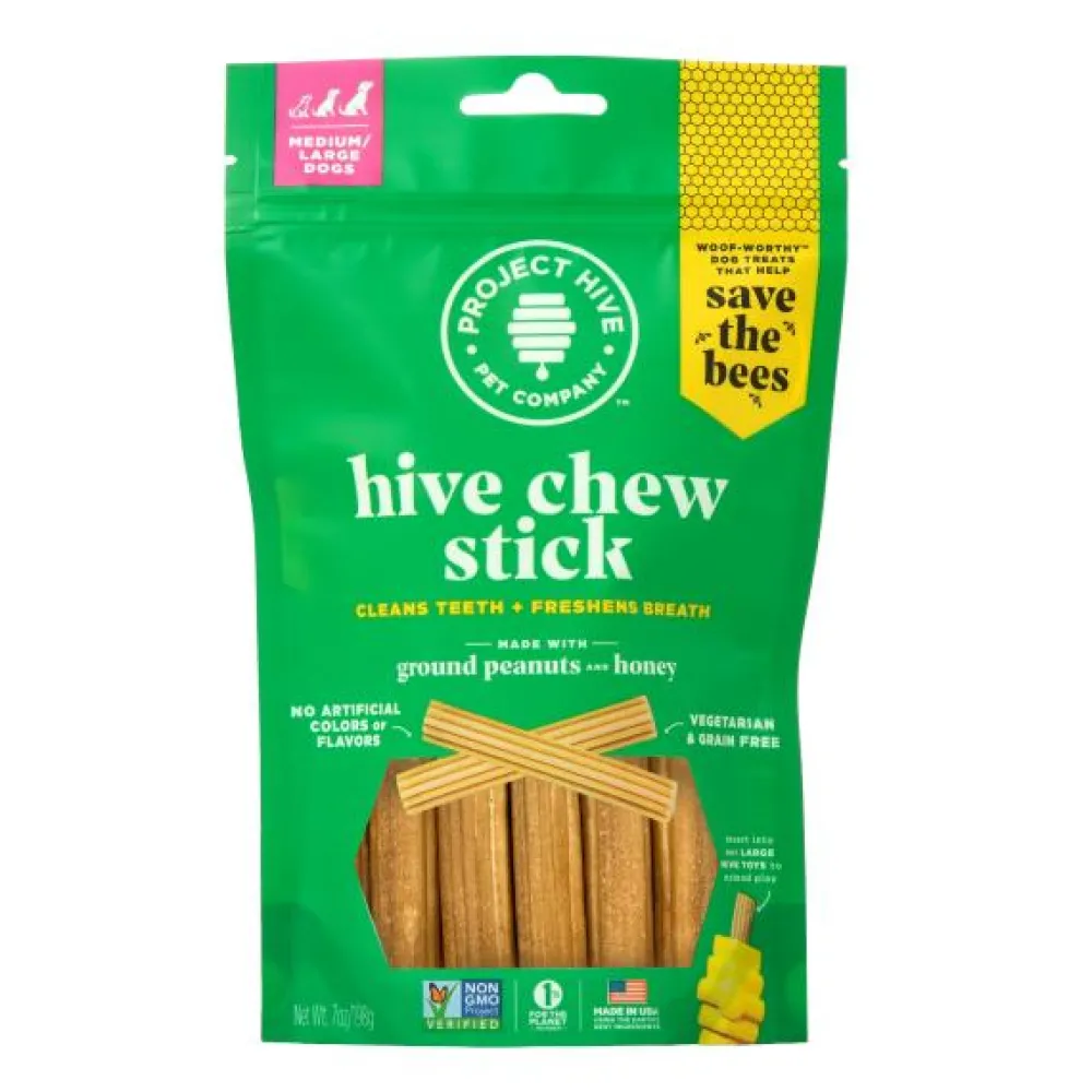 Project Hive Pet Company Dental & Hard Chews^Hive Chew Stick Treats for Medium to Large Dogs, 7-oz