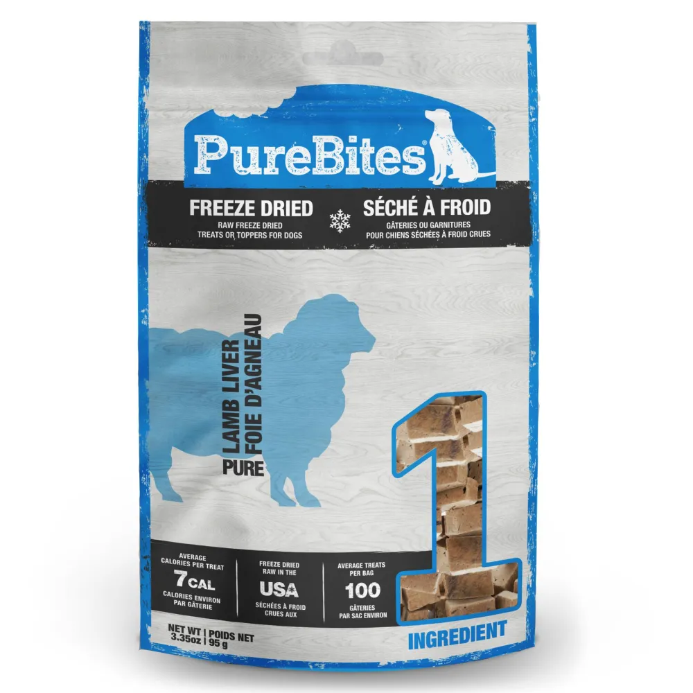 Purebites Freeze-Dried Treats^Lamb Liver Freeze-Dried Dog Treats, 3.35-oz