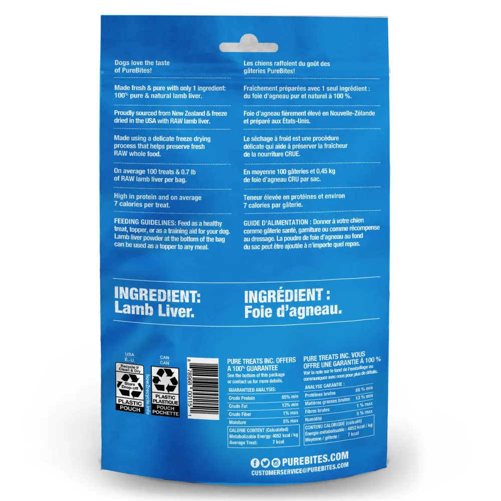 Purebites Freeze-Dried Treats^Lamb Liver Freeze-Dried Dog Treats, 3.35-oz