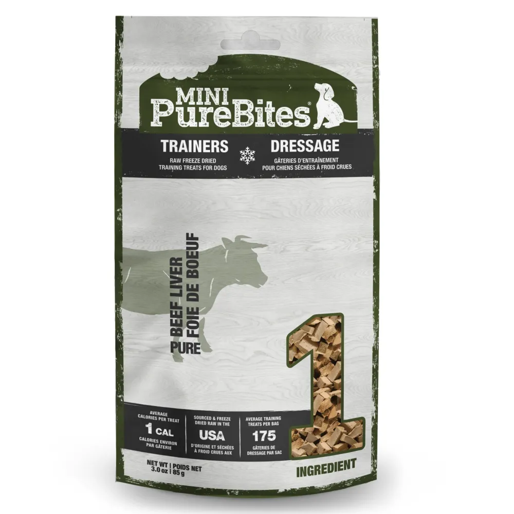Purebites Freeze-Dried Treats^Mini Trainers Beef Liver Freeze-Dried Dog Treats, 3-oz